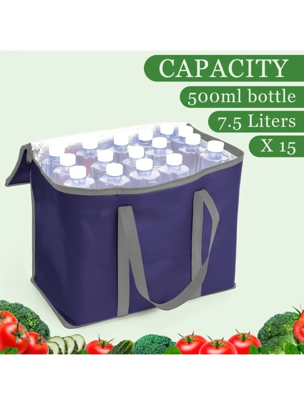 15 Pcs Large Insulated Grocery Bags - Heavy Duty, Zippered, Foldable Totes for